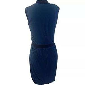 Theory Oirina Furrow Bubble Hem Dress Teal Blue Sz S